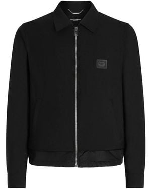 Dolce & Gabbana Schwarze Woll-Canvas-Jacke Regular Fit