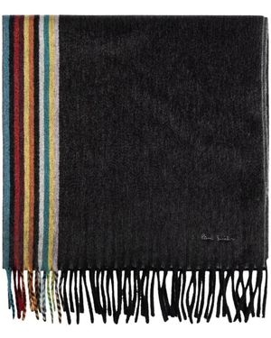 Paul Smith Accessoires ,Zwart ,Kasjmier Cashmere Sjaal Met Strepen