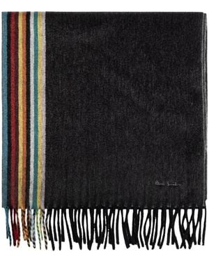 Paul Smith Kaschmirschal Mit Streifen - Schwarz