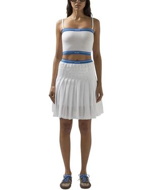 Gcds Rokken ,Wit ,Polyester Logo-Belt Geplooide Minirok - Grijs