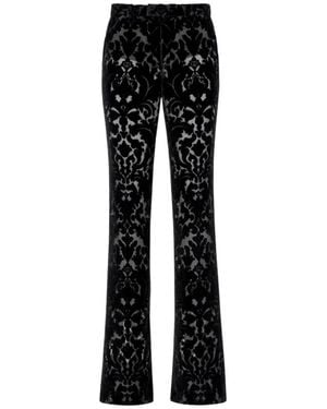 Gucci Broeken ,Zwart ,Polyester Floral Devore Velour Broek