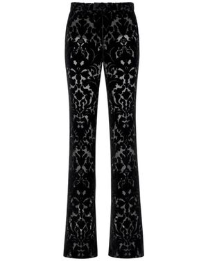 Gucci Broeken ,Zwart ,Polyester Floral Devore Velour Broek