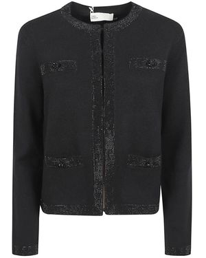 Tory Burch Truien & Vesten ,Zwart ,Wol Kendra Embellished Wool Cardigan