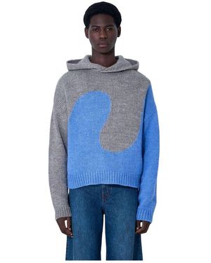ERL Swirl Gestrickter Kapuzenpullover - Blau