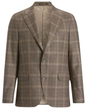 Oscar Jacobson Brauner karierte blazer regular fit