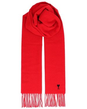 Ami Paris Accessoires ,Rood ,Wol De Coeur Wollen Sjaal