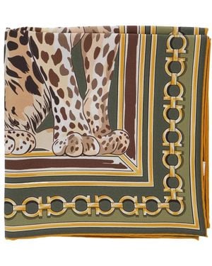Ferragamo Bedruckter Seidenschal - Mettallic