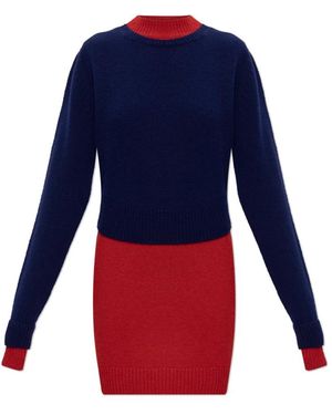 Jil Sander Kleedjes ,Veelkleurig ,Wool Mini Dress - Blauw