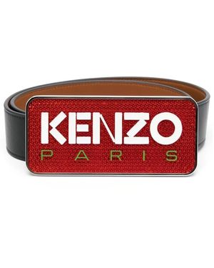 KENZO Er Logo Plaque Ledergürtel - Rot