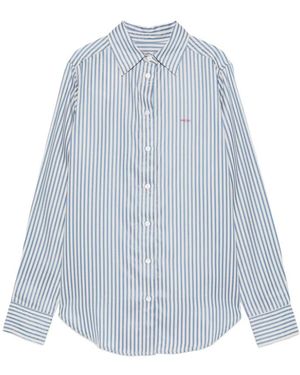 Maison Labiche Overhemden ,Blauw ,Blauw Gestreept Amour Geborduurd Overhemd