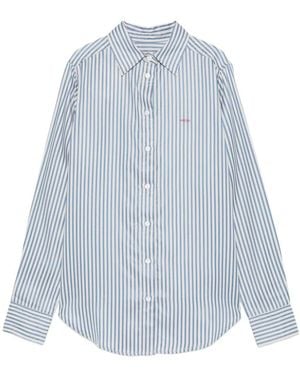 Maison Labiche Blau Gestreiftes Amour Besticktes Hemd