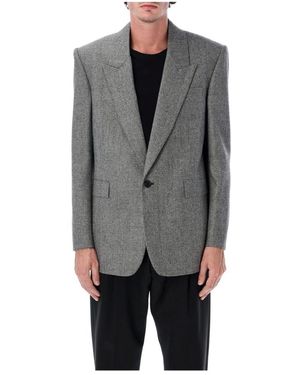 Saint Laurent Prince Of Wales Wollblazer - Grau