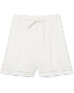 Lacoste Korte Broeken ,Wit ,Linnen Oversized Fluid Linnenmix Bermuda Shorts
