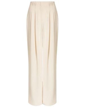 Alberta Ferretti Wijde Pantalon Met Plooien - Naturel