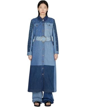 Marine Serre Moon Print Denim Coat - Blau