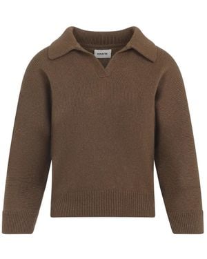 KHAITE V-Neck Knitwear - Marrone