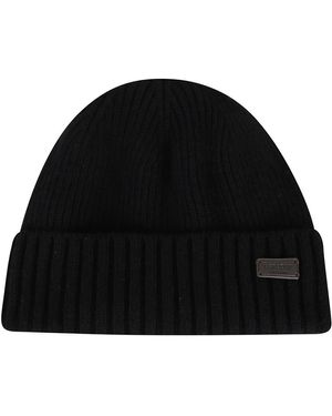 Barbour Accessoires ,Zwart ,Wol Zwarte Wollen Blend Beanie Muts