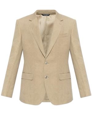 Dolce & Gabbana Jassen ,Linnen Martini Light Single-Breasted Linnen Blazer - Naturel