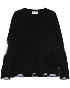 ATOMOFACTORY Truien & Vesten ,Zwart ,Distressed Trui Met Ronde Hals