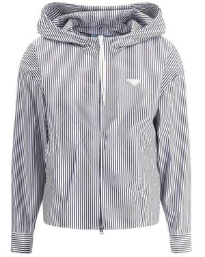 Prada Gestreifte Kapuzenjacke - Grau