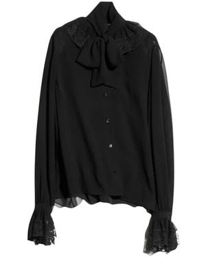Gucci Leichtes Seidengeorgette-Hemd - Schwarz