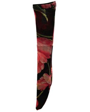 Dolce & Gabbana Ondergoed ,Veelkleurig ,Nylon Bloemen Tulp Nylon Sokken - Zwart