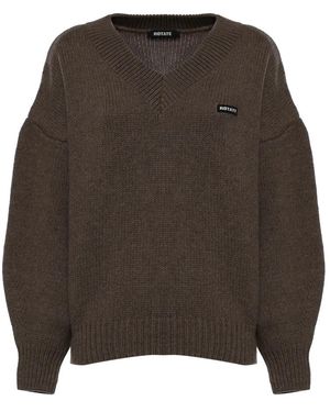 ROTATE BIRGER CHRISTENSEN V-Neck Knitwear - Brown