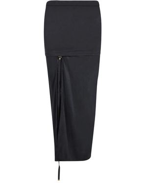 Jacquemus Falda negra estilo pareo con abertura - Negro