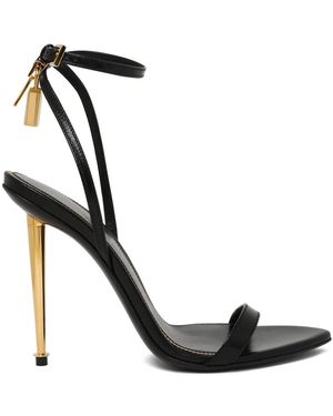 Tom Ford Schoenen ,Zwart ,Leer Glanzend Lederen Padlock Puntige Naked Sandaal