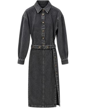 Akep Kleedjes ,Grijs ,Denim Lange Denim Jurk - Zwart