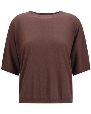 Brunello Cucinelli Kurzarm-Pullover Aus Kaschmir Und Seide - Braun