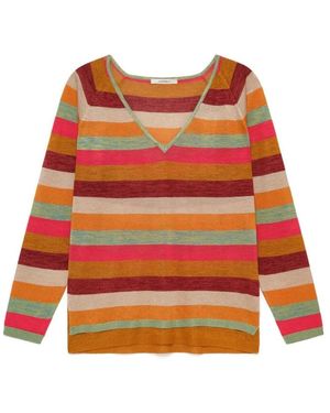 Maliparmi Truien & Vesten ,Veelkleurig ,Polyester Viscose Fluid Sweater - Oranje
