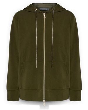 Elena Miro Hoodies & Sweatvesten ,Groen ,Polyester Hooded Sweatshirt Van Modalblend