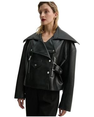 Nanushka Jassen ,Zwart ,Leer Ado Biker Jas