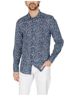 Antony Morato Camicia blu in cotone stampato a maniche lunghe