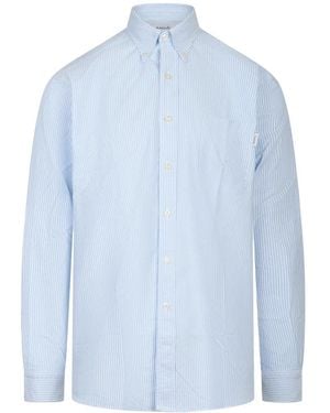 AMISH Gestreepte Hemd Met Borstzak - Blauw