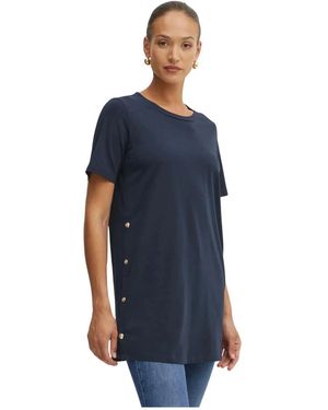 Liu Jo Tops ,Blauw ,Katoen T-Shirt Met Applicatie