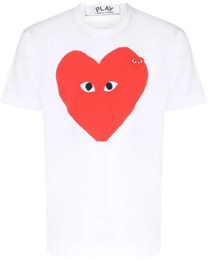 COMME DES GARÇONS PLAY Weißes t-shirt mit herzdruck - Rot