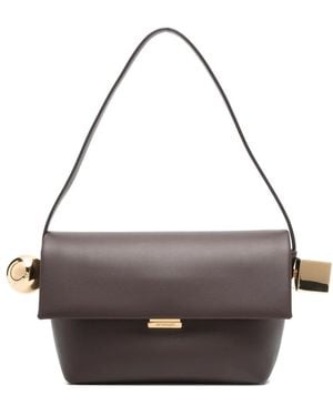 Jacquemus Bruin Leren Handtas Met Gouden Accenten - Grijs