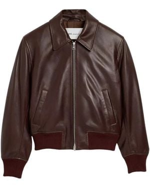 Ami Paris Leather Jackets - Marrone