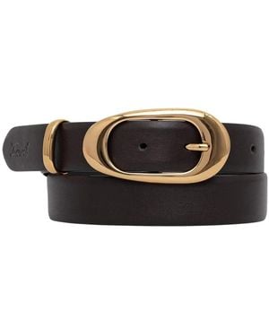 Twinset Leren Riem Met Ovale Gesp - Zwart
