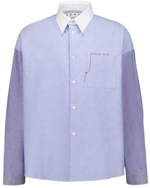 Marni Overhemden ,Blauw ,Katoen Tweedelige Katoenen Hemd Met Knopen