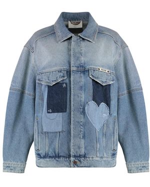 Moschino Klassieke Denim Jack Met Zakken - Blauw