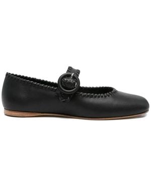 Paloma Barceló Schoenen ,Zwart ,Leer Ballerina's Met Trimdetail