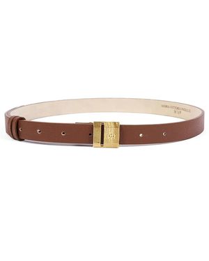 MVP WARDROBE Goldener Ledergürtel Mit Metalllogo - Braun