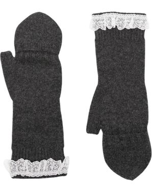 Ganni Kompakte Fäustlinge Aus Wolle Mit Spitze - Schwarz