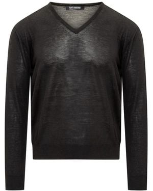 Raf Simons V-Neck Knitwear - Negro