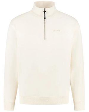 Pure Path Hoodies & Sweatvesten ,Geborduurde Half-Zip Trui - Wit