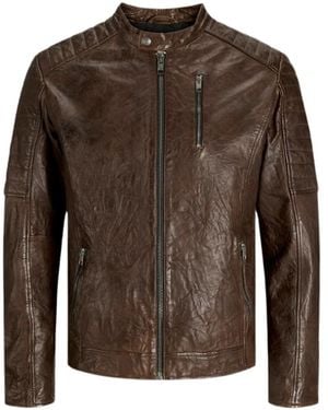 Jack & Jones Leather Jackets - Brown