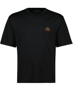 Prada T-Shirt Met Logo-Borduursel - Zwart